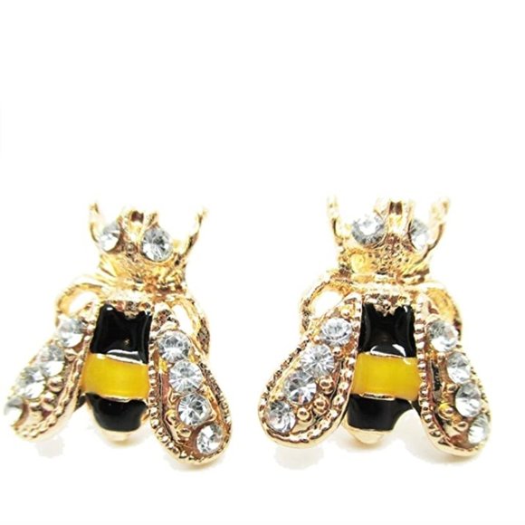 Crystal Bumble Bee Stud Earrings - Picture 3 of 8